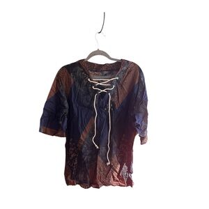 unbranded patchwork top lace-up string closure Sz M